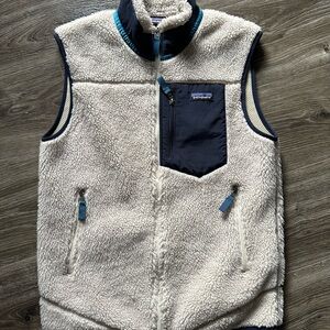 Patagonia Beige and Blue Fleece Vest